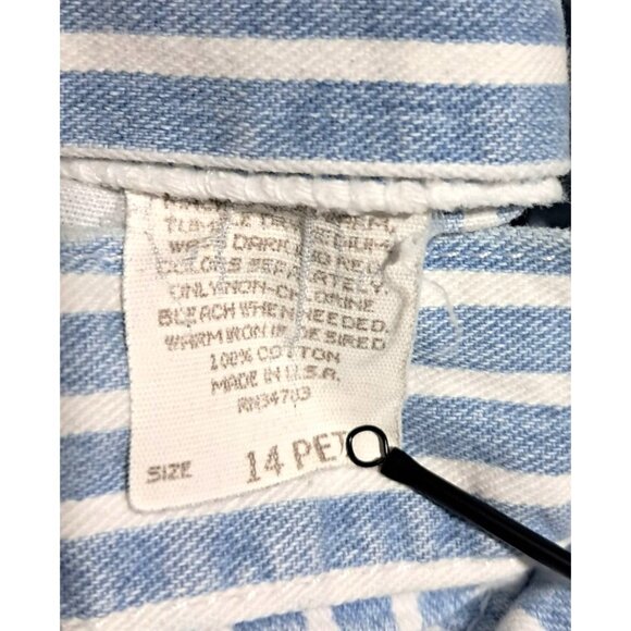 Lee Womens Vintage High Waist Striped Denim Shorts Size 14 Petite Blue & White - Picture 2 of 8